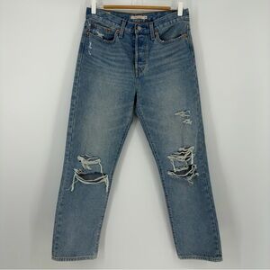 Levi’s Wedgie Straight Jeans‎ Women’s 28 Distressed Ripped Light Wash Denim